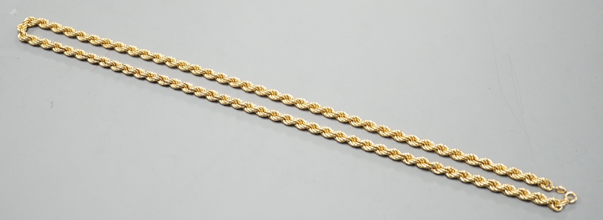 A modern 18ct gold rope twist necklace, 68cm